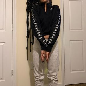 Black kappa half zipper sweatshirt